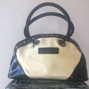 RETRO CREAM & BLACK HANDBAG ~ CHARLES L. THOMAS